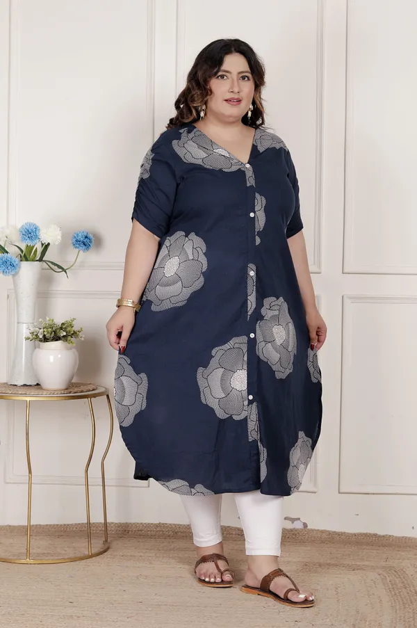 Doriyaaan_Womens_Plus_Size_Blue_Floral_Printed_Front_Buttoned_A-Line_Kurta_Dress