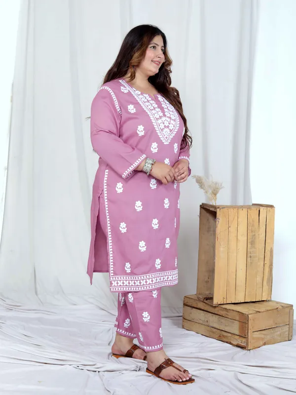 Doriyan_Womens_Plus_Size_Chikankari_Embroidery_Pink_Straight_Kurta_And_Palazzo_Set