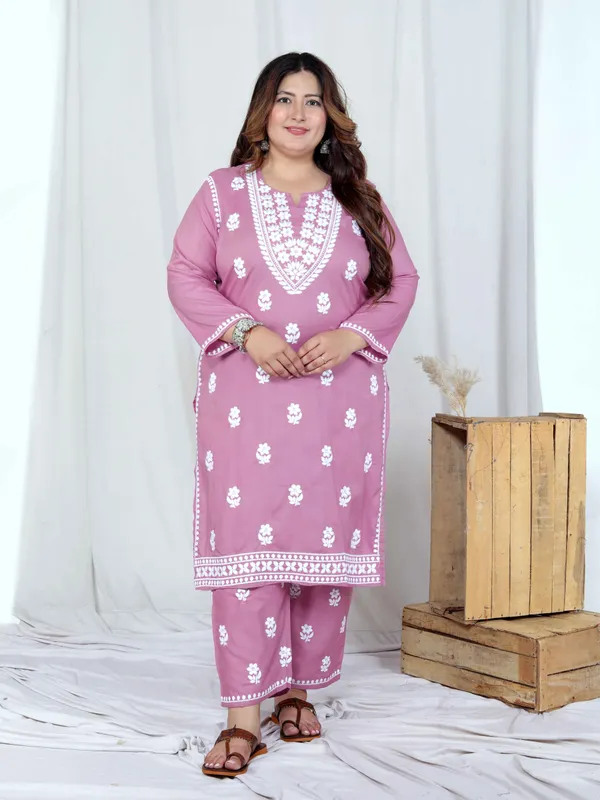 Doriyan_Womens_Plus_Size_Chikankari_Embroidery_Pink_Straight_Kurta_And_Palazzo_Set