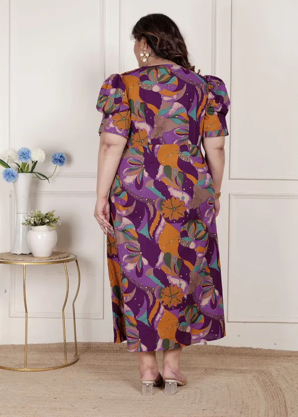 Doriyan_Womens_Plus_Size_Floral_Print_Puff_Sleeve_Pure_Cotton_Fit_Flare_Magenta_Butterfly_Maxi_Dress