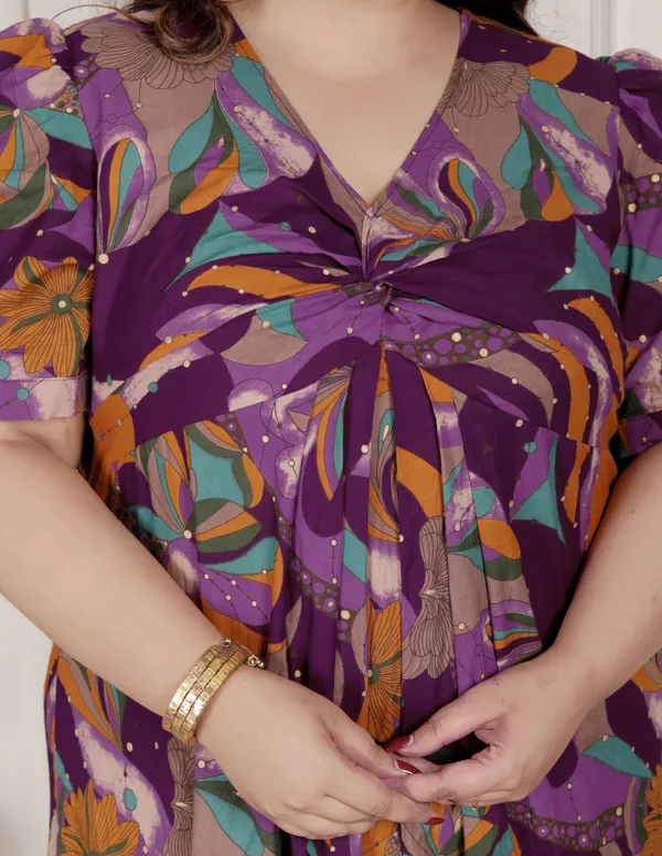 Doriyan_Womens_Plus_Size_Floral_Print_Puff_Sleeve_Pure_Cotton_Fit_Flare_Magenta_Butterfly_Maxi_Dress