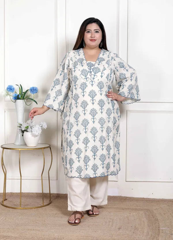 Doriyan_Womens_Plus_Size_Off_White_Floral_Printed_Cotton_Flex_Kurta_with_Pant