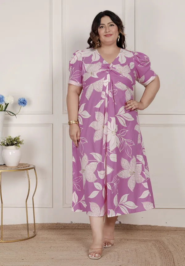 Doriyaaan_Womens_Plus_Size_Pink_Floral_Print_Puff_Sleeve_Pure_Cotton_Fit_Flare_Butterfly_Maxi_Dress