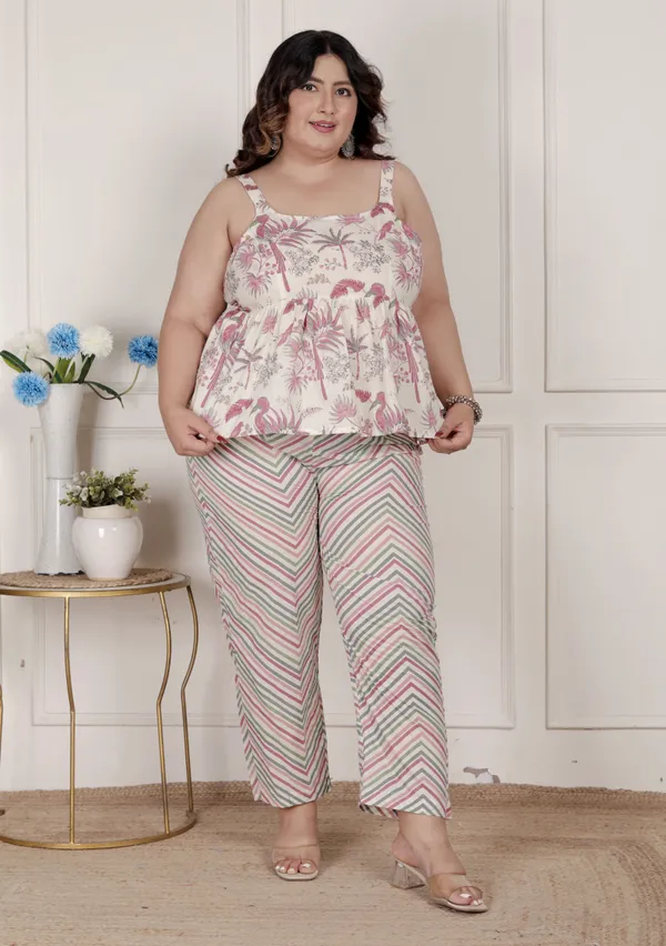 Doriyan_Womens_Plus_Size_Pink_Pure_Cotton_Leaf_Printed_Kurti_with_Palazzo