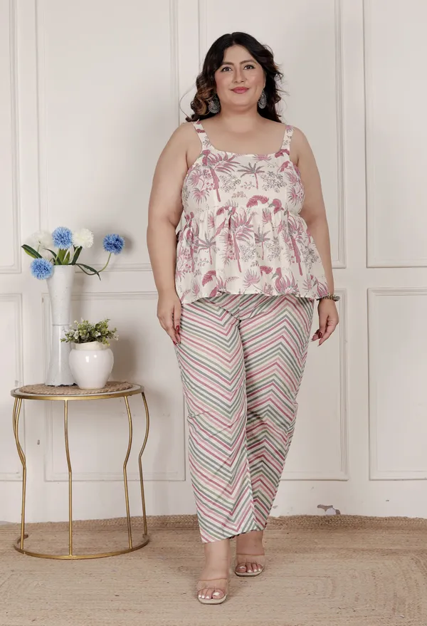 Doriyan_Womens_Plus_Size_Pink_Pure_Cotton_Leaf_Printed_Kurti_with_Palazzo