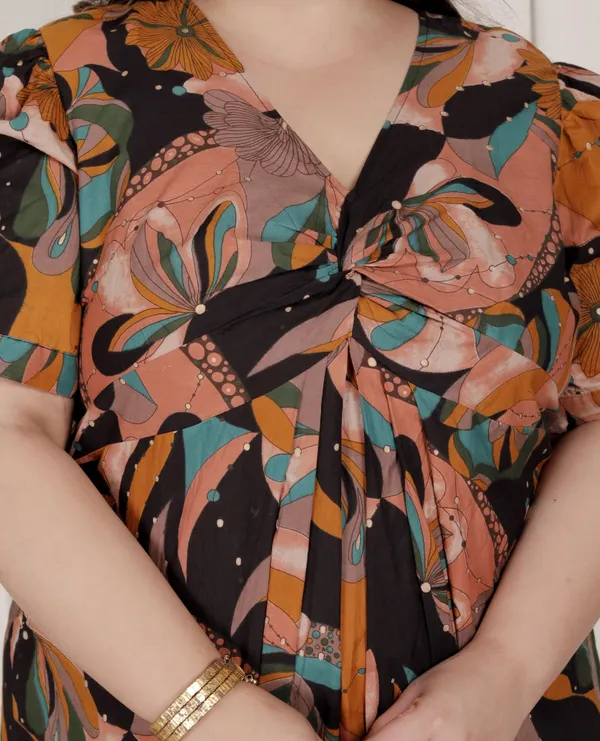Doriyan_Womens_Plus_Size_Pure_Cotton_Black_Puff_Sleeve_Floral_printed_Butterfly_Maxi_Dress