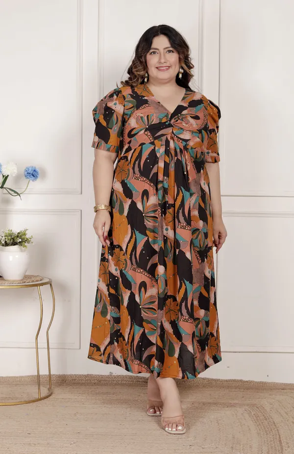 Doriyan_Womens_Plus_Size_Pure_Cotton_Black_Puff_Sleeve_Floral_printed_Butterfly_Maxi_Dress