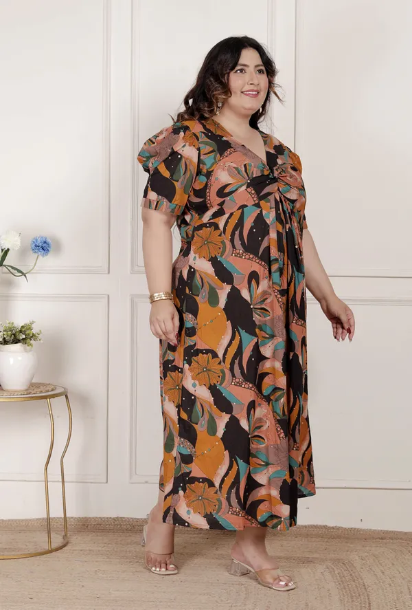 Doriyan_Womens_Plus_Size_Pure_Cotton_Black_Puff_Sleeve_Floral_printed_Butterfly_Maxi_Dress