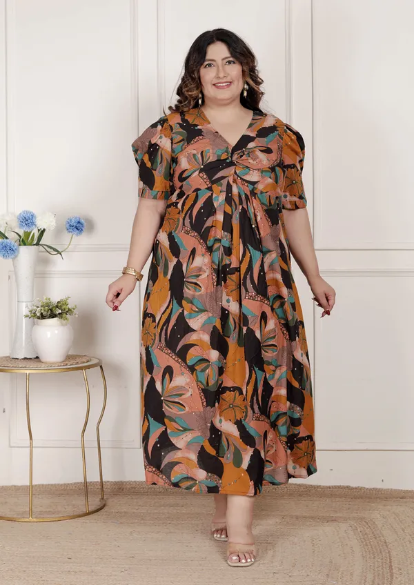 Doriyan_Womens_Plus_Size_Pure_Cotton_Black_Puff_Sleeve_Floral_printed_Butterfly_Maxi_Dress