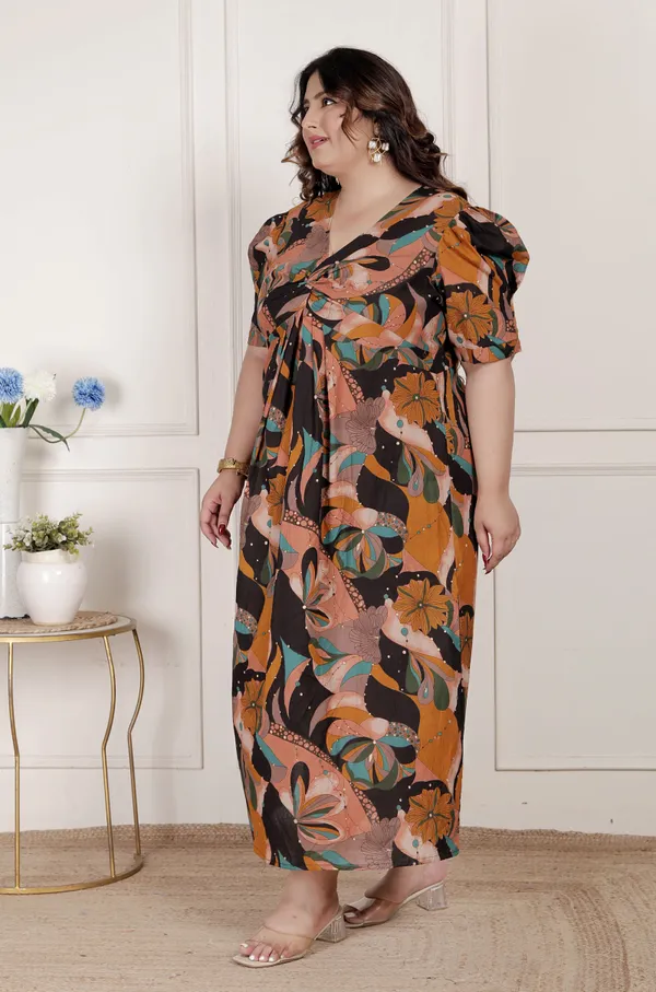Doriyan_Womens_Plus_Size_Pure_Cotton_Black_Puff_Sleeve_Floral_printed_Butterfly_Maxi_Dress