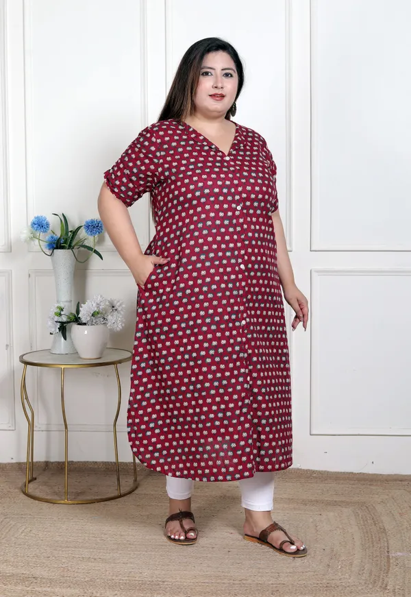 Doriyaaan_WOMENS_Plus_Size_Relaxed_Fit_Red_Floral_Printed_A-Line_Pure_Cotton_Kurta