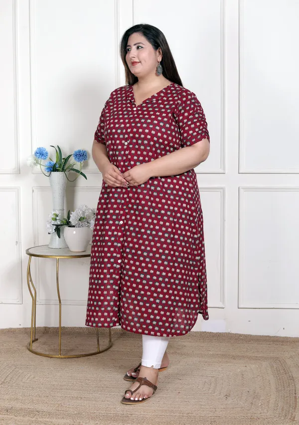 Doriyaaan_WOMENS_Plus_Size_Relaxed_Fit_Red_Floral_Printed_A-Line_Pure_Cotton_Kurta