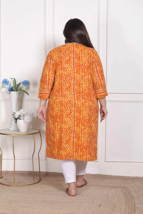 Doriyan_WOMENS_Plus_Size_Yellow_Bandhani_Printed_Straight_Kurta