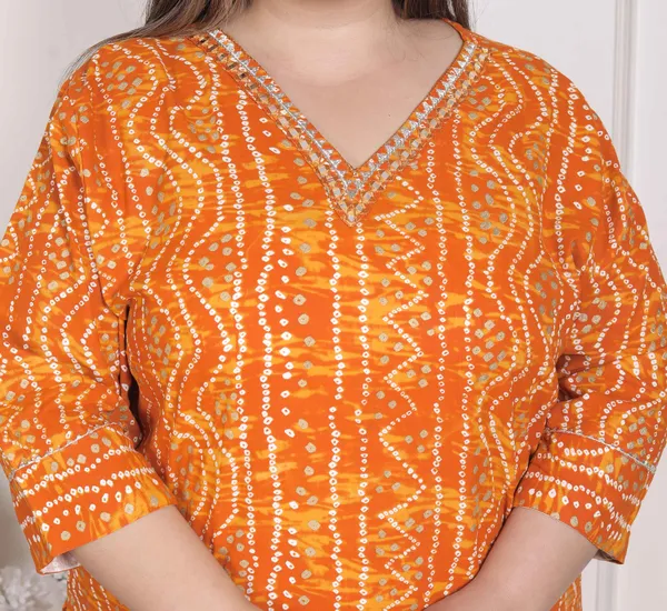 Doriyan_WOMENS_Plus_Size_Yellow_Bandhani_Printed_Straight_Kurta