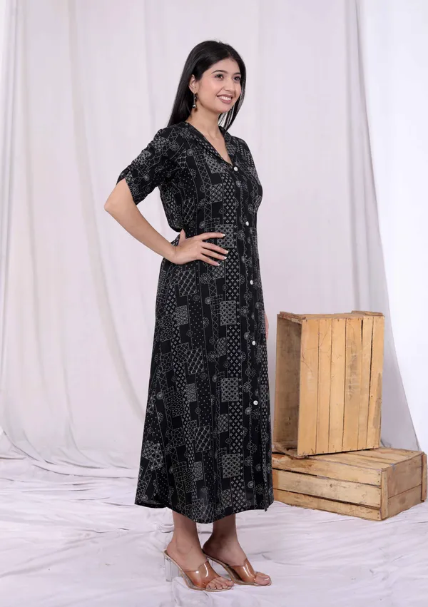 Doriyaaan_Womens_Pure_Cotton_Black_Floral_Printed_Front_Button_A-Line_Midi_Dress