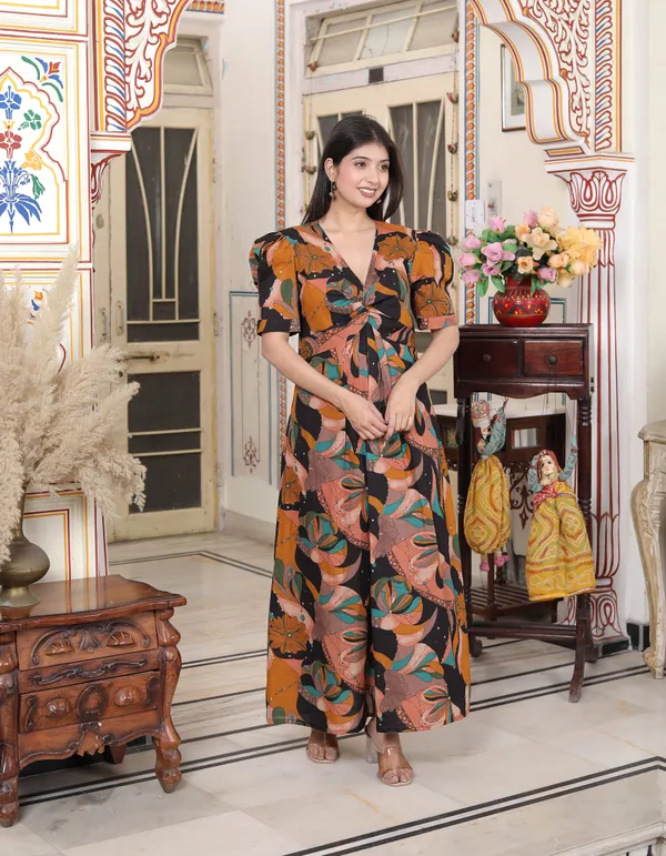 Doriyan_Womens_Pure_Cotton_Black_Puff_Sleeve_Floral_printed_Butterfly_Maxi_Dress