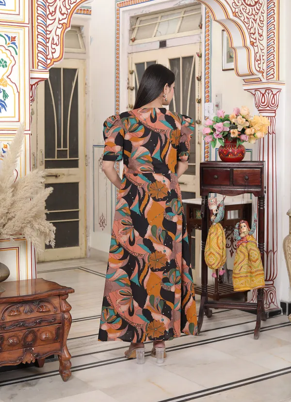 Doriyan_Womens_Pure_Cotton_Black_Puff_Sleeve_Floral_printed_Butterfly_Maxi_Dress