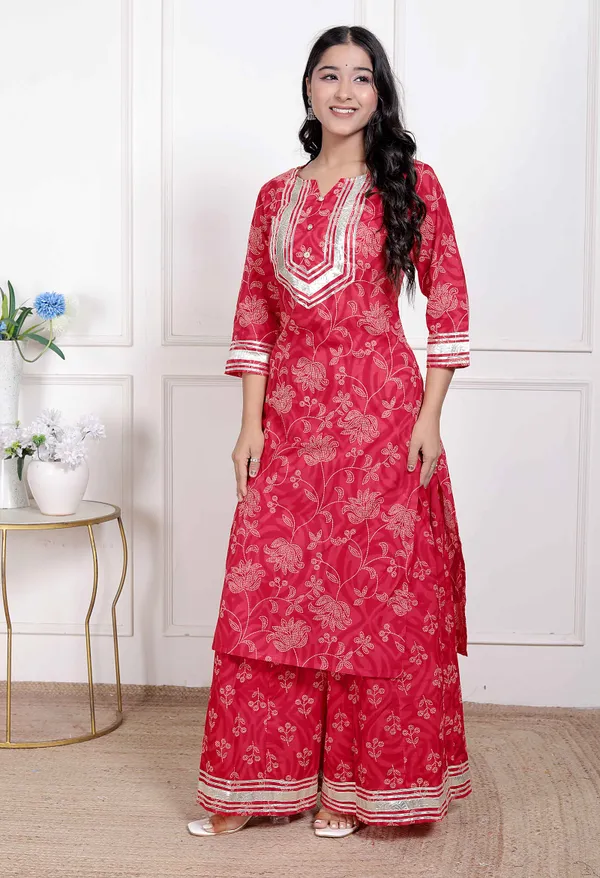Doriyan_women's_Red_cotton_Gota_Work_Kurta_with_Palazzo