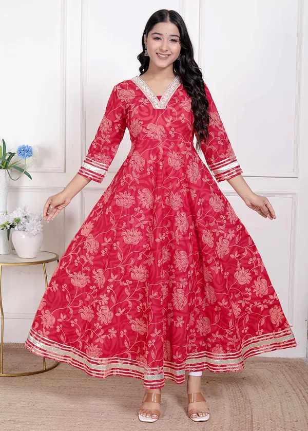 Doriyan_Women's_Red_Jaipuri_Printed_Cotton_ethnic_Anarkali_Kurta