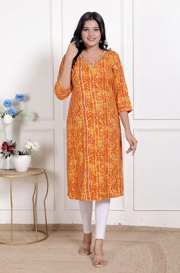 Doriyaaan_Womens_Yellow_Bandhani_Printed_Straight_Kurti