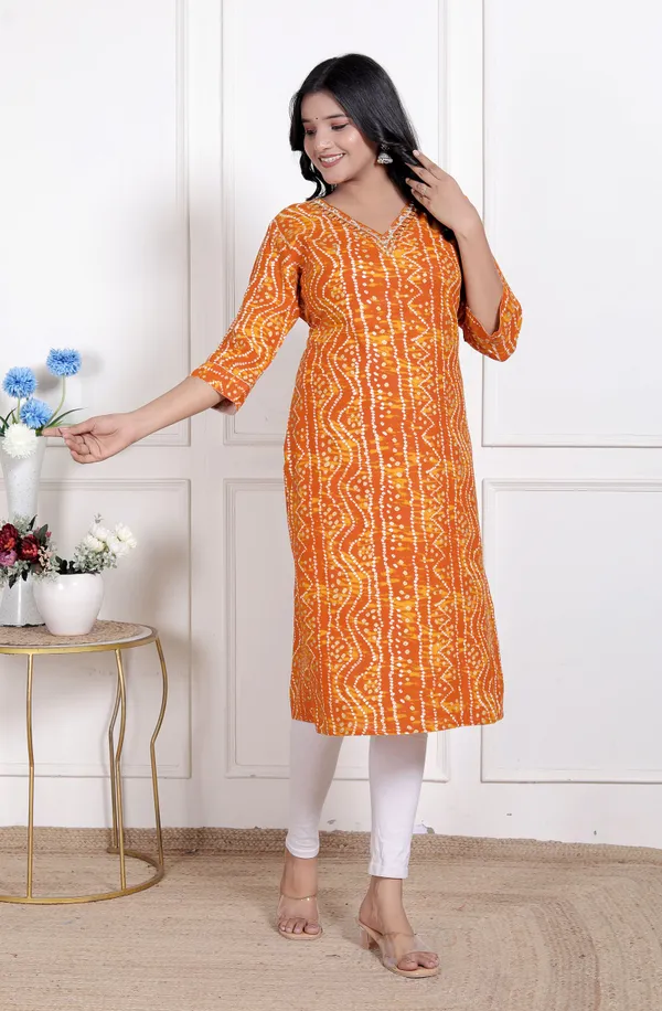 Doriyaaan_Womens_Yellow_Bandhani_Printed_Straight_Kurti