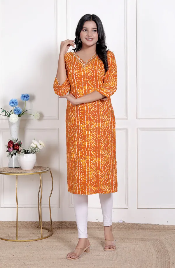 Doriyaaan_Womens_Yellow_Bandhani_Printed_Straight_Kurti
