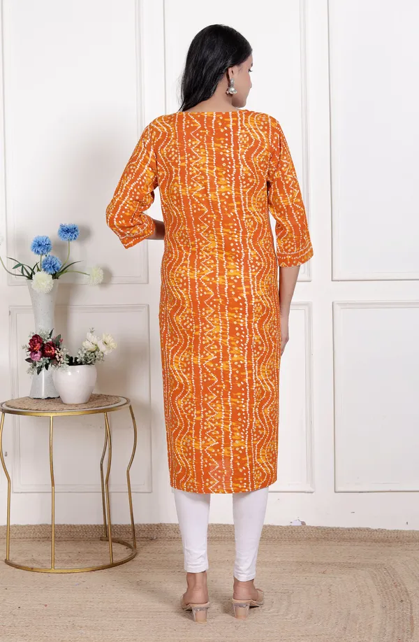 Doriyaaan_Womens_Yellow_Bandhani_Printed_Straight_Kurti