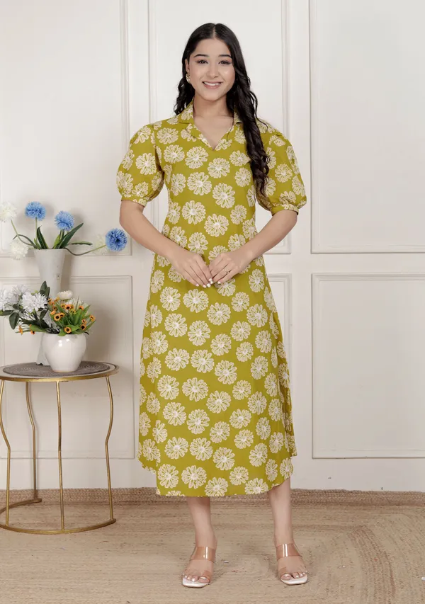 Doriyan_Women's_Yellow_Printed_Puff_Sleeve_Floral_Maxi_Party_Dress