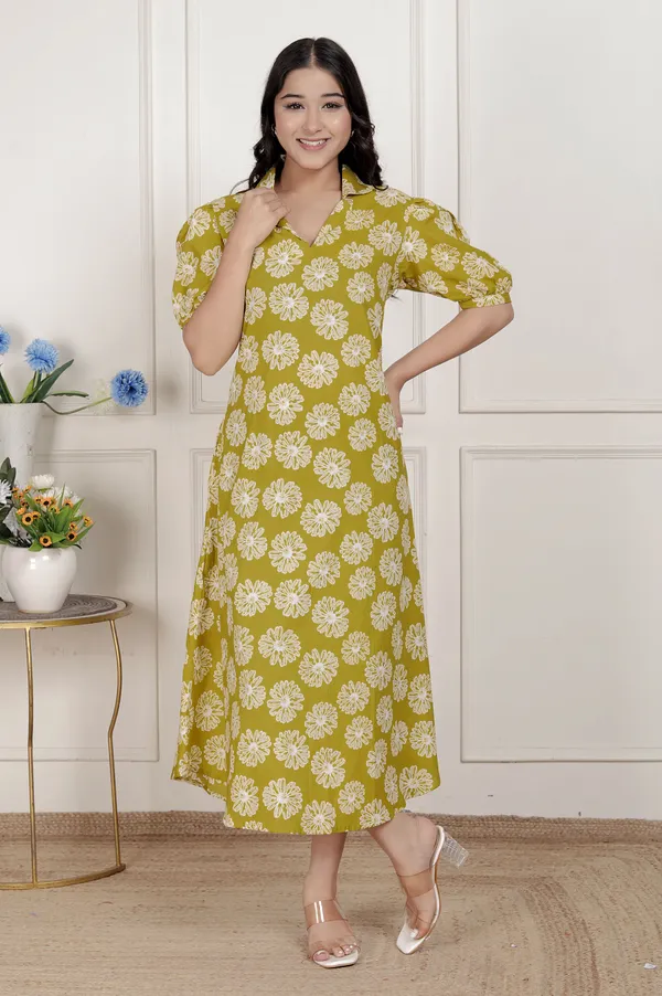 Doriyan_Women's_Yellow_Printed_Puff_Sleeve_Floral_Maxi_Party_Dress