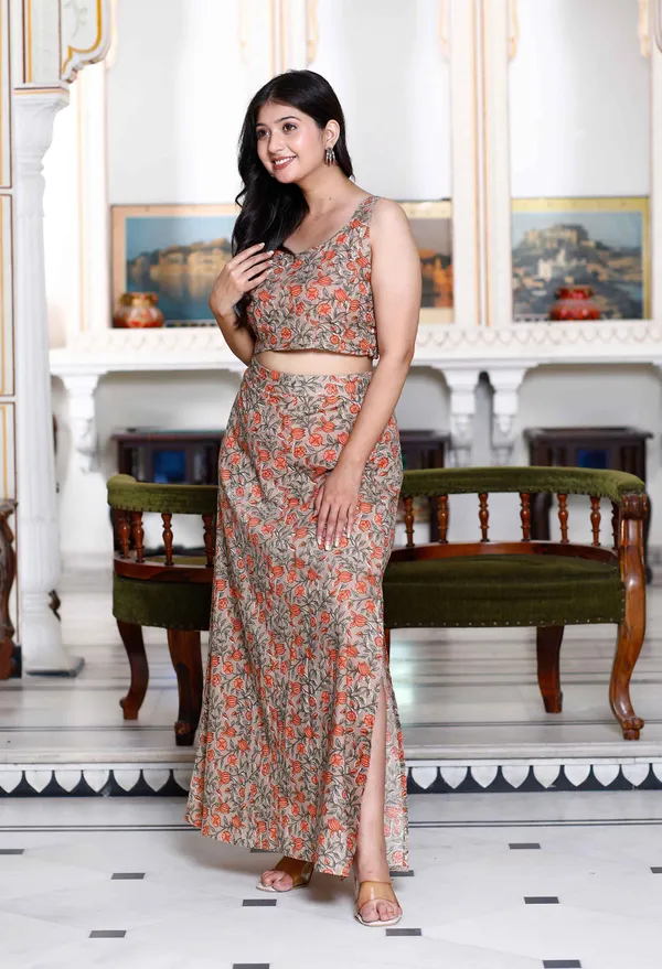 Women's_Brown_Floral_Printed_Crop_Top_And_Skirt_Co-Ord_Set_-_Doriyan