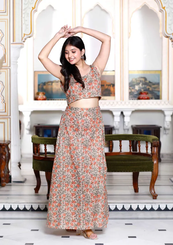 Women's_Brown_Floral_Printed_Crop_Top_And_Skirt_Co-Ord_Set_-_Doriyan
