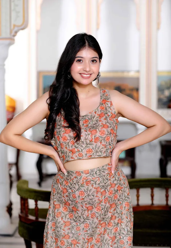 Women's_Brown_Floral_Printed_Crop_Top_And_Skirt_Co-Ord_Set_-_Doriyan