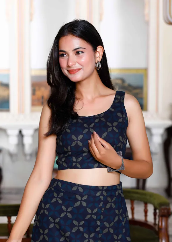 Women's_Blue_Abstract_Print_Crop_Top_And_Side_Slit_A-Line_Skirt_Co-Ord_Set_-_Doriyan