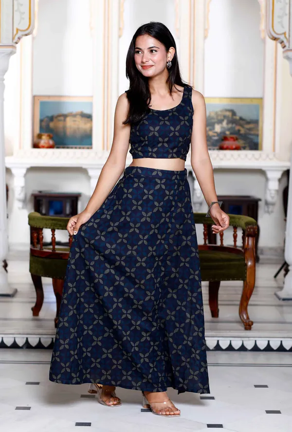 Women's_Blue_Abstract_Print_Crop_Top_And_Side_Slit_A-Line_Skirt_Co-Ord_Set_-_Doriyan