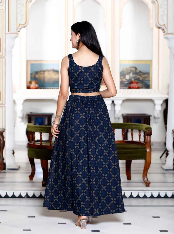 Women's_Blue_Abstract_Print_Crop_Top_And_Side_Slit_A-Line_Skirt_Co-Ord_Set_-_Doriyan