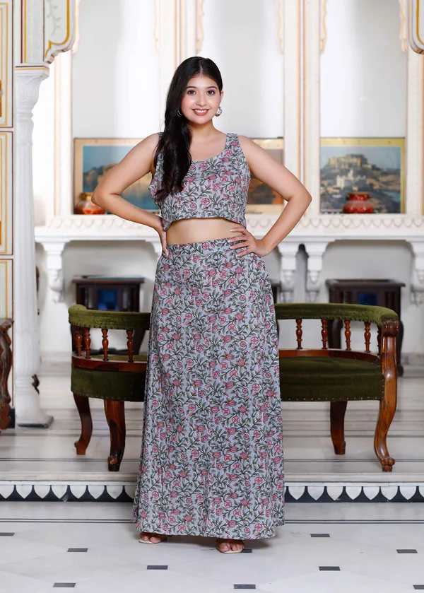 Women's_Grey_Floral_Printed_Crop_Top_And_Skirt_Co-Ord_Set_-_Doriyan