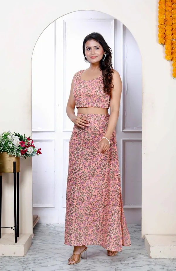 Women's_Orange_Floral_Printed_Crop_Top_And_Skirt_Co-Ord_Set_-_Doriyan