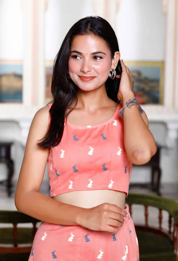 Women's_Peach_Animal_Print_Round_Neck_Top_With_Side_Slit_Skirt_Co-Ord_Set_-_Doriyan