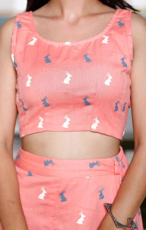 Women's_Peach_Animal_Print_Round_Neck_Top_With_Side_Slit_Skirt_Co-Ord_Set_-_Doriyan