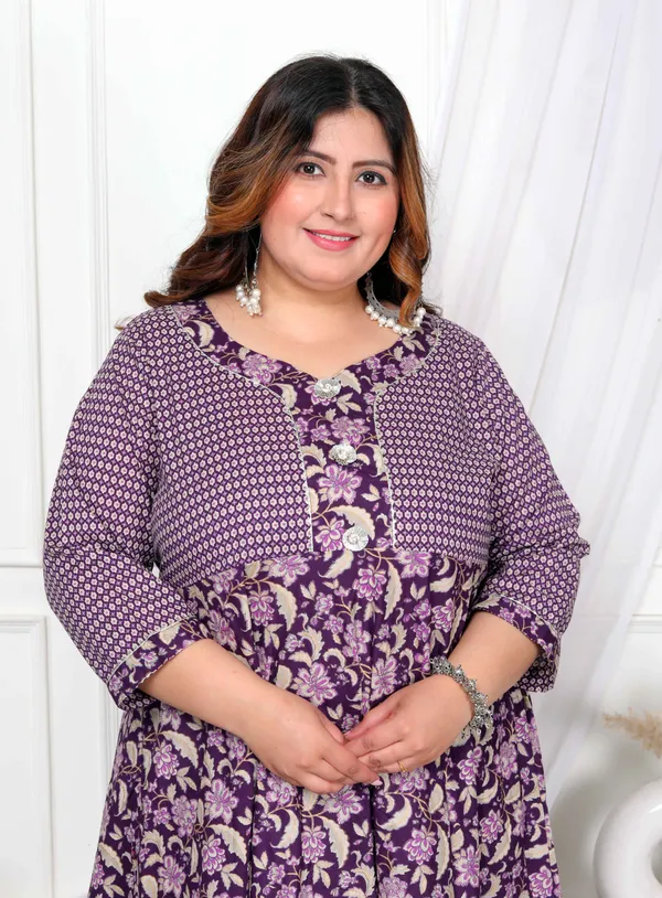 Women's_Plus_Size_Purple_Cotton_Floral_Gota_Lace_Work_Anarkali_Kurta_-_Doriyan