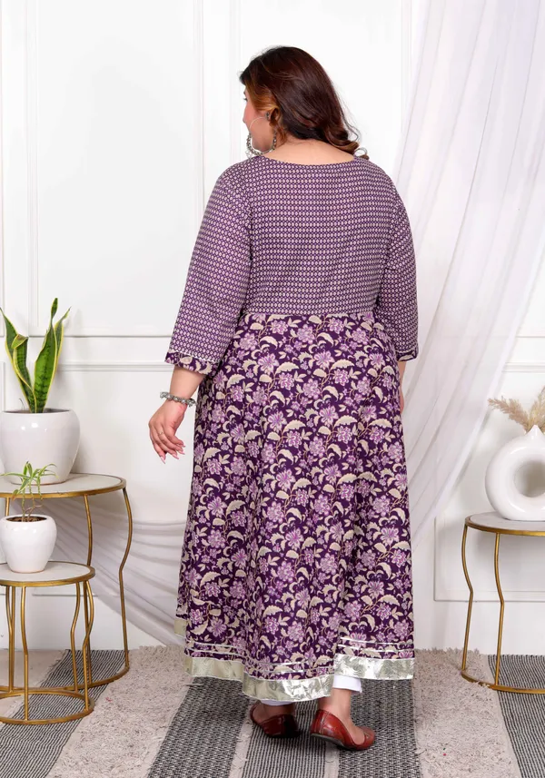Women's_Plus_Size_Purple_Cotton_Floral_Gota_Lace_Work_Anarkali_Kurta_-_Doriyan