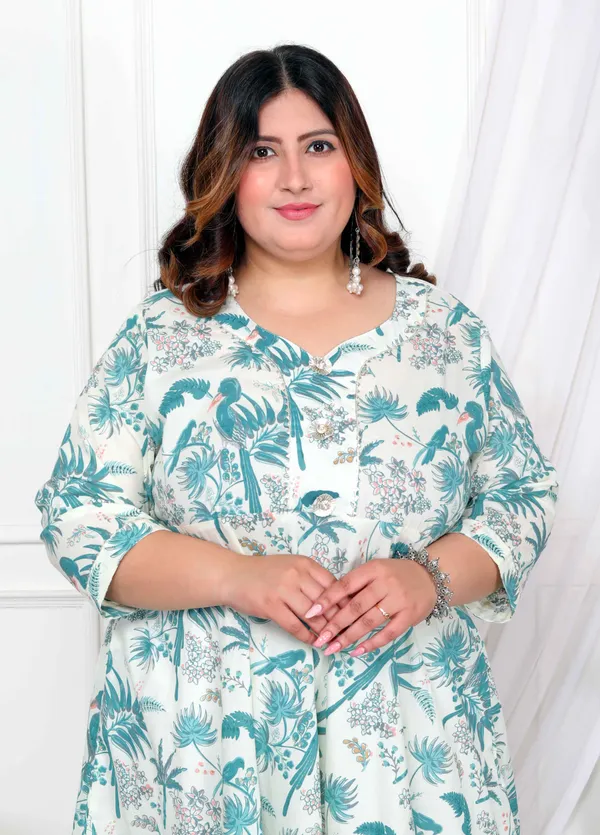 Women's_Plus_Size_Light_Green_Cotton_Gotapatti_And_Lace_Border_Details_Birds_And_Leaf_Floral_Printed_Anarkali_Kurta_-_Doriyan