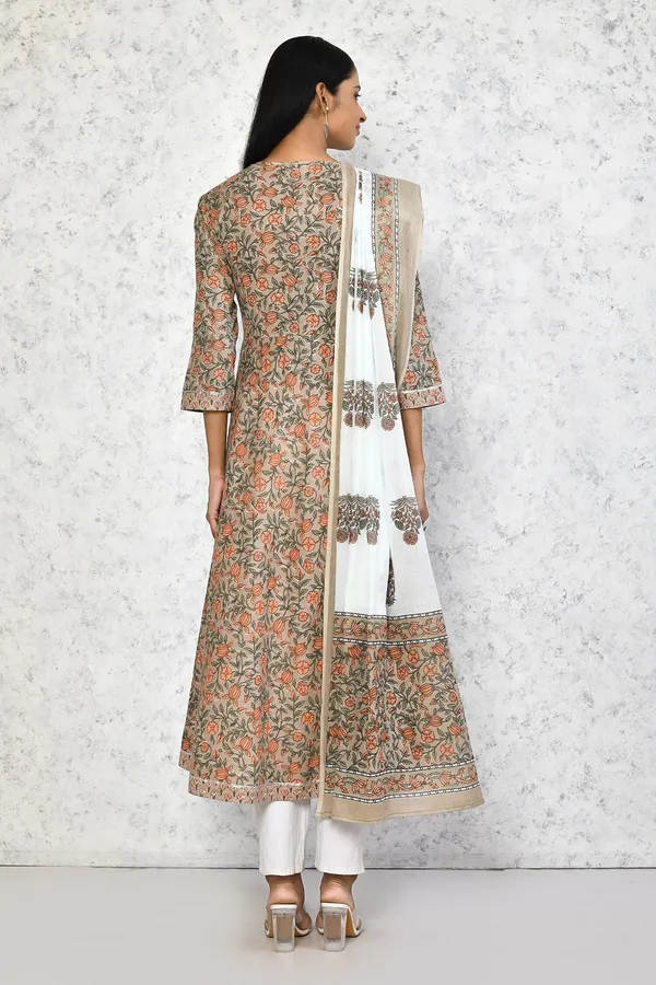 Women's_Partywear_Brown_Floral_Printed_Gota_Work_Long_Anarkali_With_Dupatta_Set_-_Doriyan