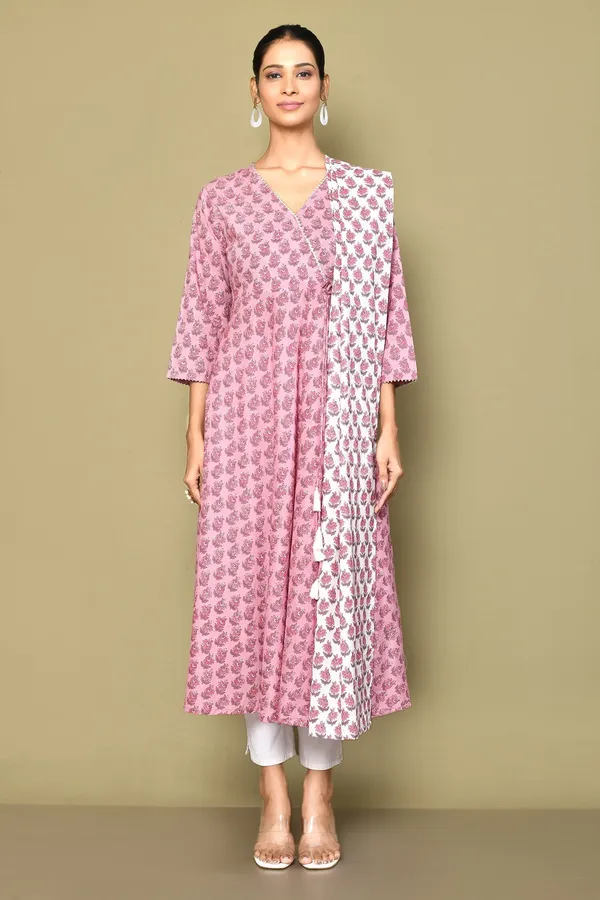 Women's_Cotton_Floral_Print_Anarkali_Kurta_With_Dupatta_-_Doriyan