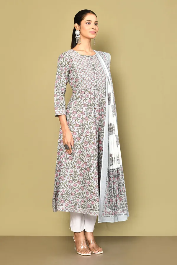 Women's_Blue_Printed_With_Gota_Patti_Work_Anarkali_Kurta_With_Dupatta_-_Doriyan