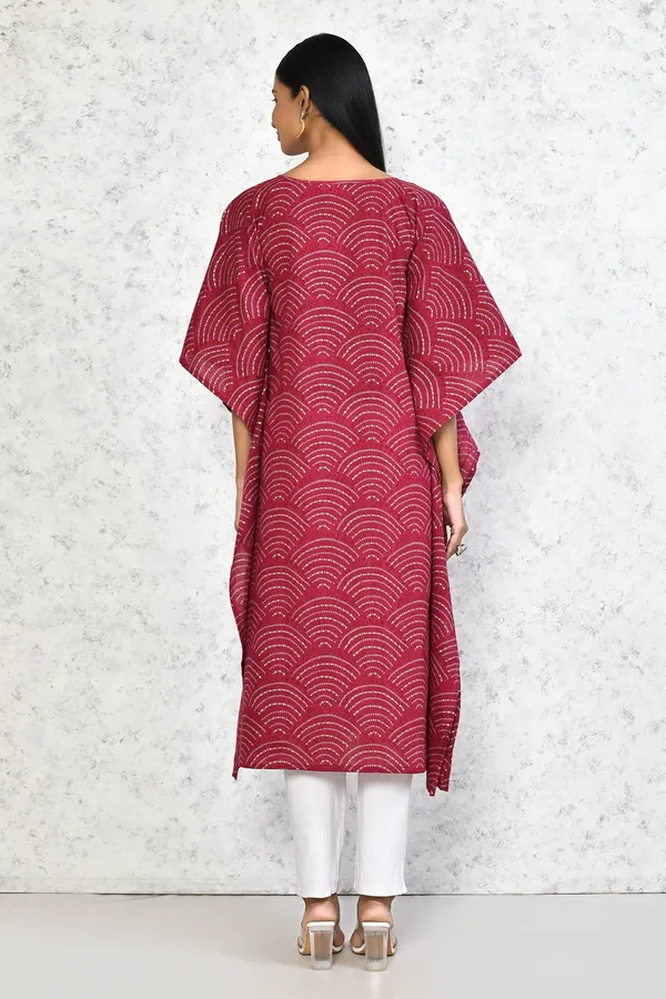 Women's_Floral_Printed_Cotton_Kaftan_Kurta_In_Magenta_-_Doriyan