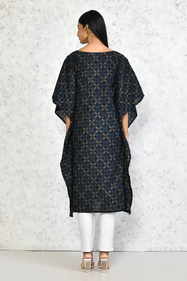 Women's_Navy_Blue_Printed_Flared_Sleeves_Kaftan_-_Doriyan