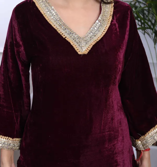 Women's_Wine_Embroidered_Velvet_Co-Ord_Set_-_Doriyan