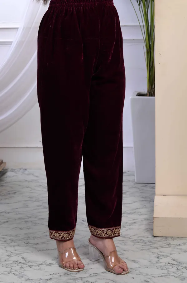 Women's_Wine_Embroidered_Velvet_Co-Ord_Set_-_Doriyan