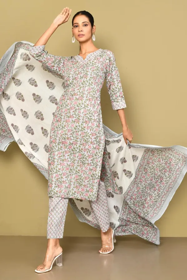 Women's_Blue_Floral_Printed_Gota_Patti_Cotton_Kurta_With_Palazzo_And_Dupatta_Set_-_Doriyan
